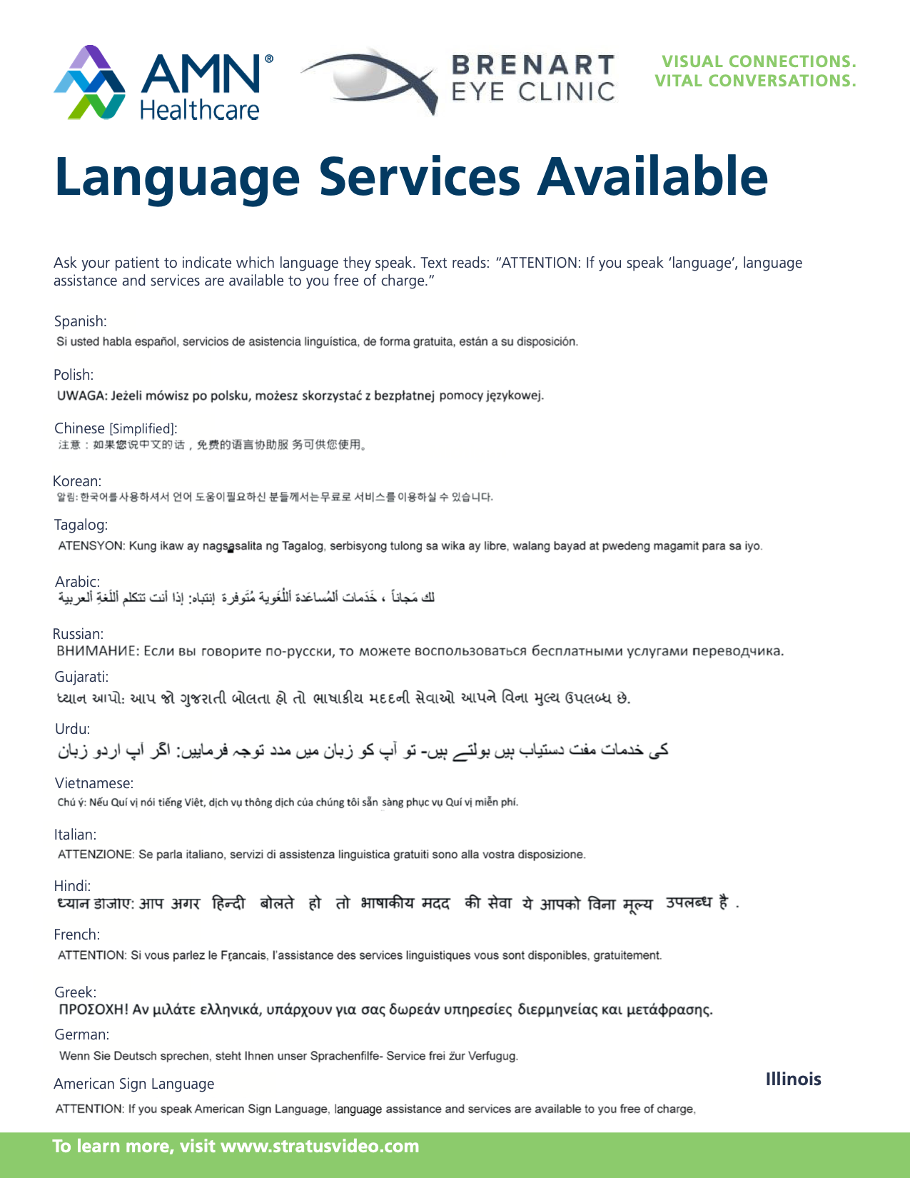 Available Language Services at Brenart Eye Clinic 